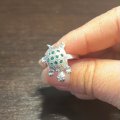 Dangle Cz Green Turtle Ring